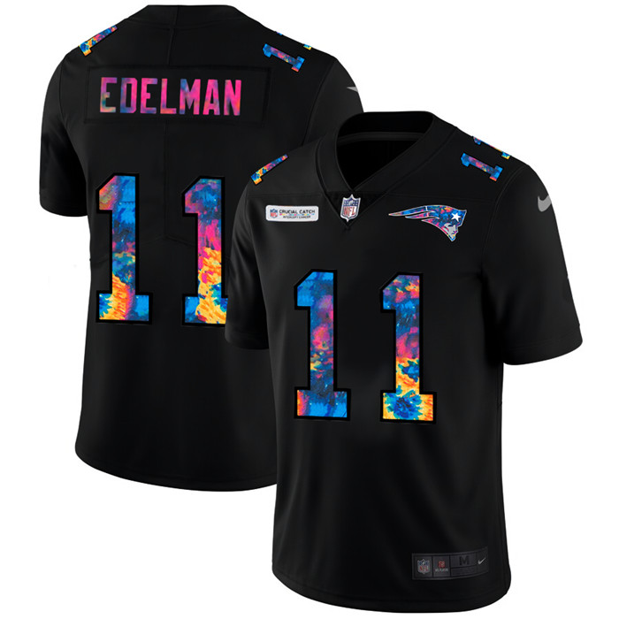 New England Patriots 11 Julian Edelman Men Nike Multi Color Black 2020 NFL Crucial Catch Vapor Untou