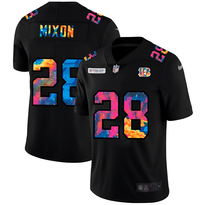 Cincinnati Bengals 28 Joe Mixon Men Nike Multi Color Black 2020 NFL Crucial Catch Vapor Untouchable 