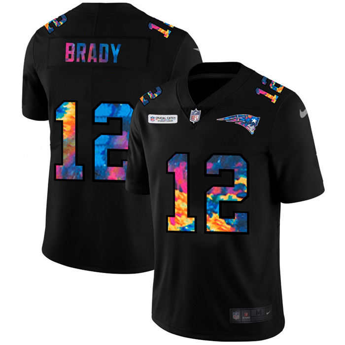 New England Patriots 12 Tom Brady Men Nike Multi Color Black 2020 NFL Crucial Catch Vapor Untouchabl