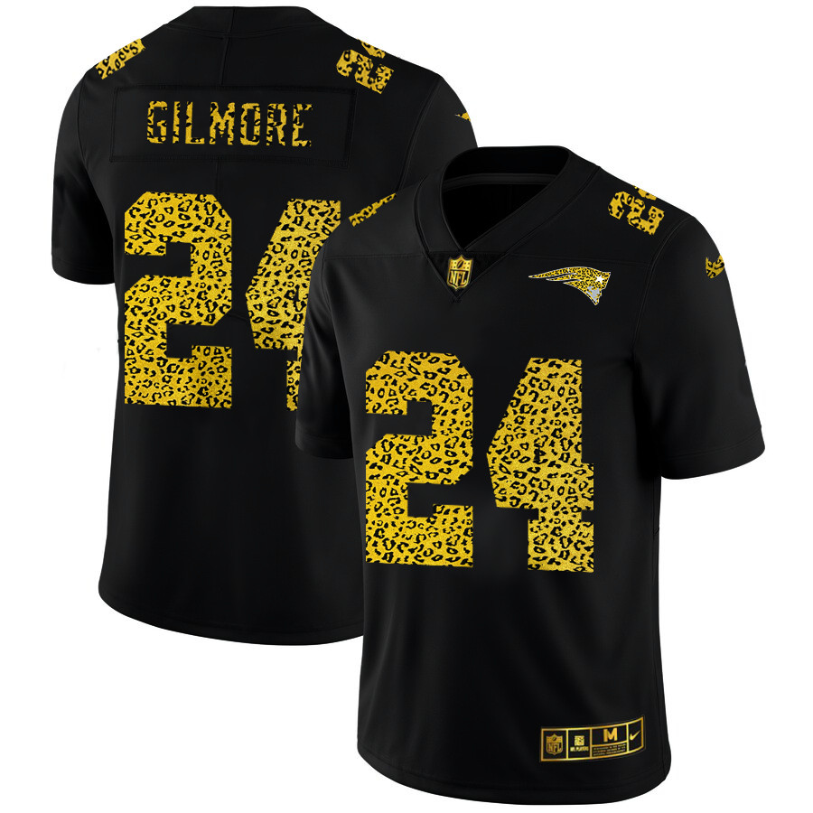 New England Patriots 24 Stephon Gilmore Men Nike Leopard Print Fashion Vapor Limited NFL Jersey Blac