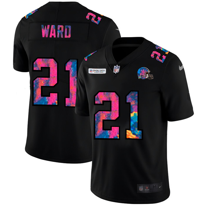 Cleveland Browns 21 Denzel Ward Men Nike Multi Color Black 2020 NFL Crucial Catch Vapor Untouchable 