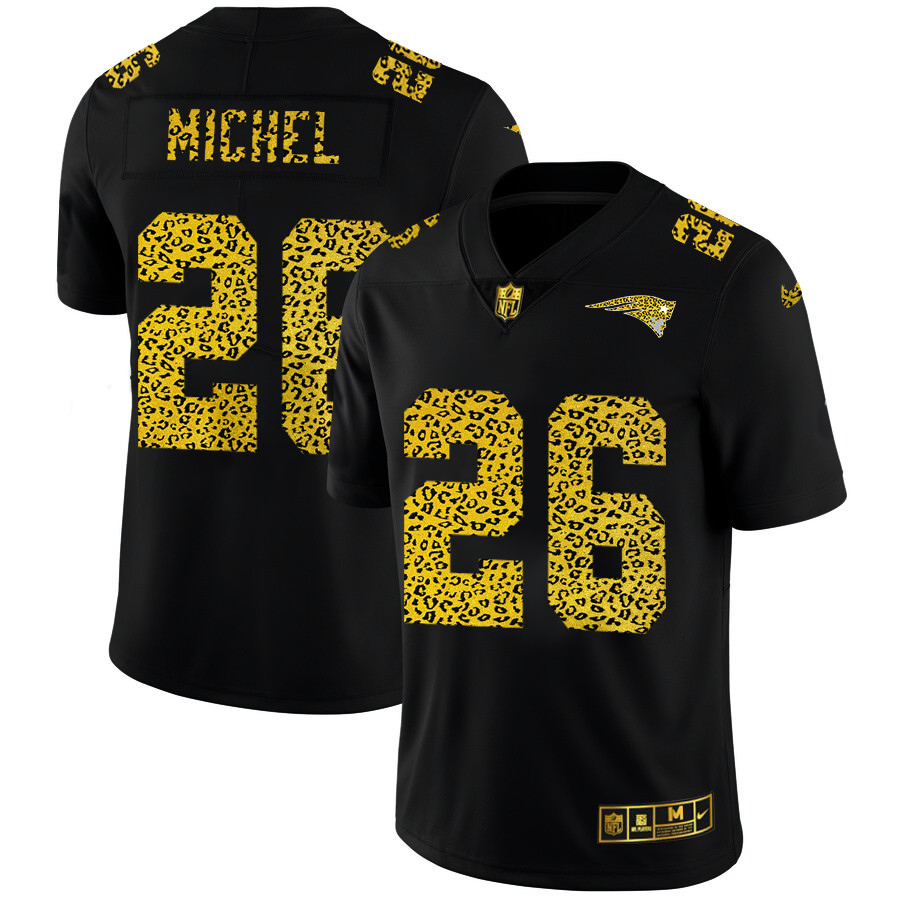 New England Patriots 26 Sony Michel Men Nike Leopard Print Fashi