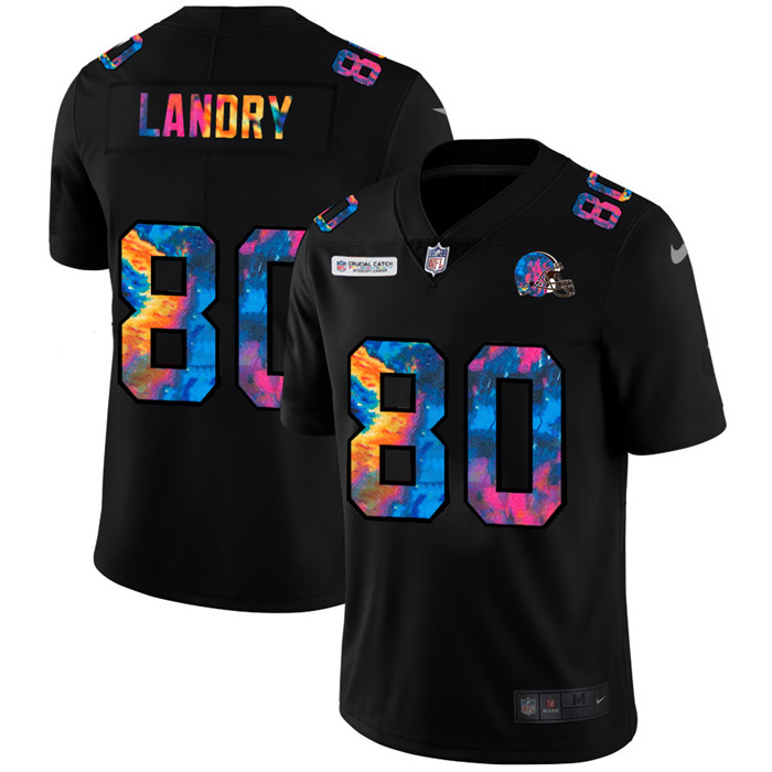 Cleveland Browns 80 Jarvis Landry Men Nike Multi Color Black 2020 NFL Crucial Catch Vapor Untouchabl