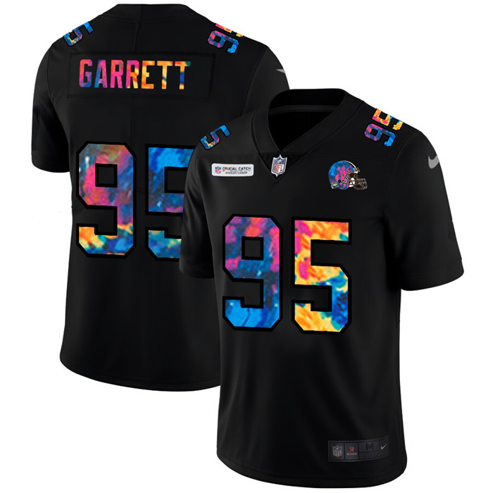 Cleveland Browns 95 Myles Garrett Men Nike Multi Color Black 2020 NFL Crucial Catch Vapor Untouchabl