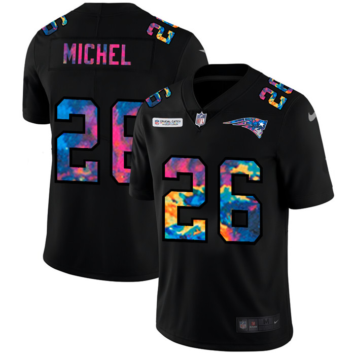 New England Patriots 26 Sony Michel Men Nike Multi Color Black 2020 NFL Crucial Catch Vapor Untoucha