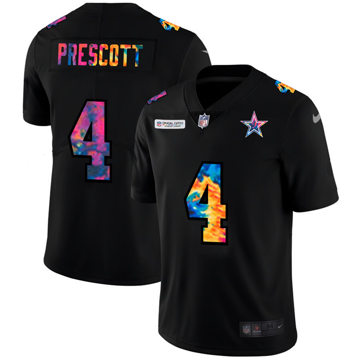 Dallas Cowboys 4 Dak Prescott Men Nike Multi Color Black 2020 NFL Crucial Catch Vapor Untouchable Li