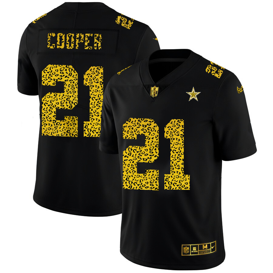 Dallas Cowboys 21 Ezekiel Elliott Men Nike Leopard Print Fashion Vapor Limited NFL Jersey Black