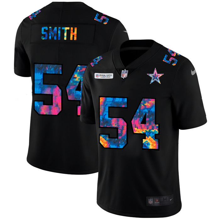 Dallas Cowboys 54 Jaylon Smith Men Nike Multi Color Black 2020 NFL Crucial Catch Vapor Untouchable L