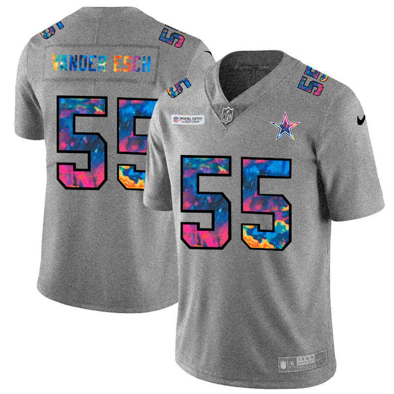 Dallas Cowboys 55 Leighton Vander Esch Men Nike Multi Color 2020 NFL Crucial Catch NFL Jersey Greyhe