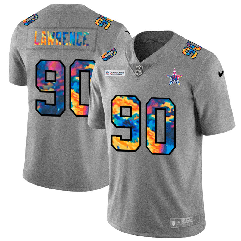 Dallas Cowboys 90 Demarcus Lawrence Men Nike Multi Color 2020 NFL Crucial Catch NFL Jersey Greyheath