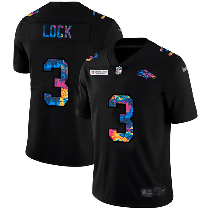 Denver Broncos 3 Drew Lock Men Nike Multi Color Black 2020 NFL C