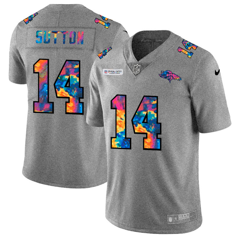 Denver Broncos 14 Courtland Sutton Men Nike Multi Color 2020 NFL Crucial Catch NFL Jersey Greyheathe