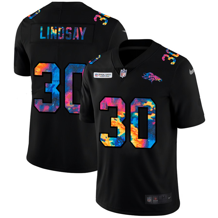 Denver Broncos 30 Phillip Lindsay Men Nike Multi Color Black 2020 NFL Crucial Catch Vapor Untouchabl