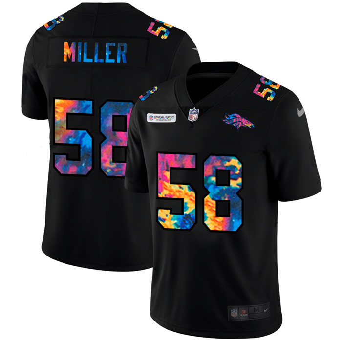 Denver Broncos 58 Von Miller Men Nike Multi Color Black 2020 NFL Crucial Catch Vapor Untouchable Lim