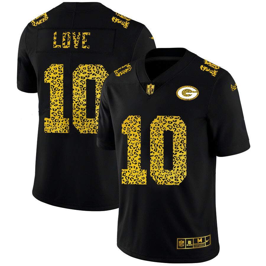 Green Bay Green Bay Green Bay Green Bay Packers 10 Jordan Love Men Nike Leopard Print Fashion Vapor 