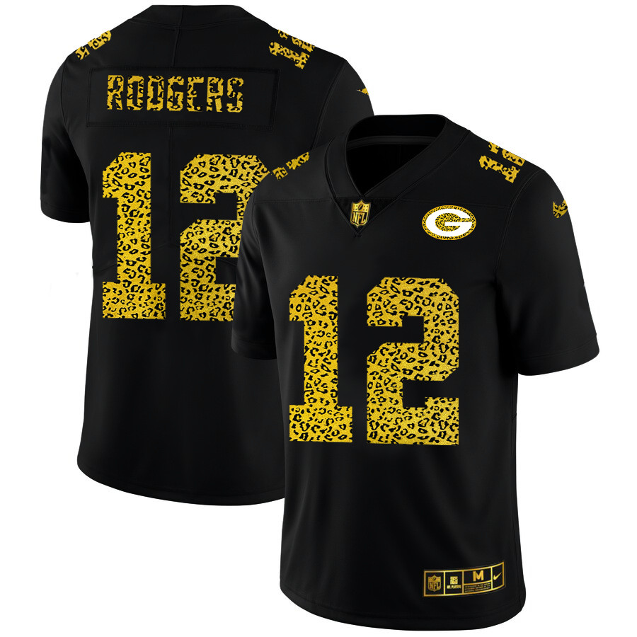 Green Bay Green Bay Green Bay Green Bay Packers 12 Aaron Rodgers Men Nike Leopard Print Fashion Vapo