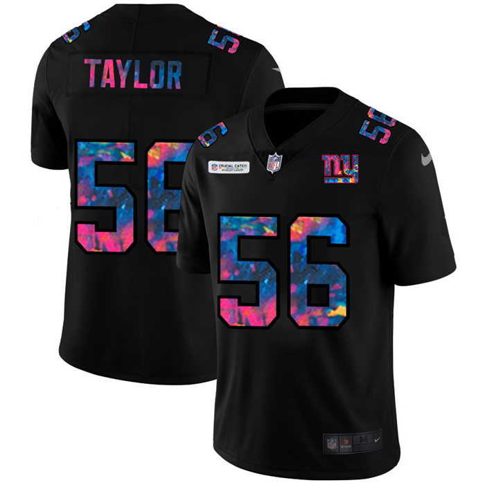 New York Giants 56 Lawrence Taylor Men Nike Multi Color Black 2020 NFL Crucial Catch Vapor Untouchab