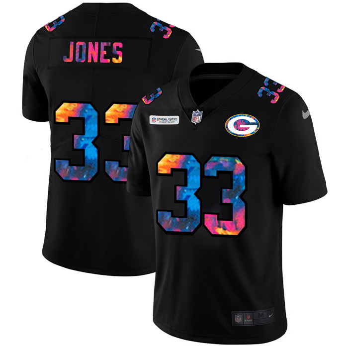 Green Bay Green Bay Green Bay Green Bay Packers 33 Aaron Jones Men Nike Multi Color Black 2020 NFL C