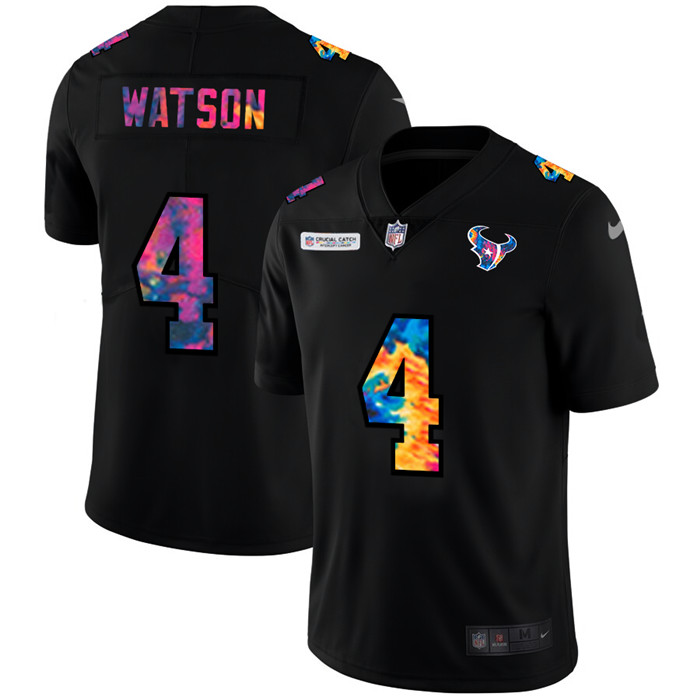 Houston Texans 4 Deshaun Watson Men Nike Multi Color Black 2020 NFL Crucial Catch Vapor Untouchable 