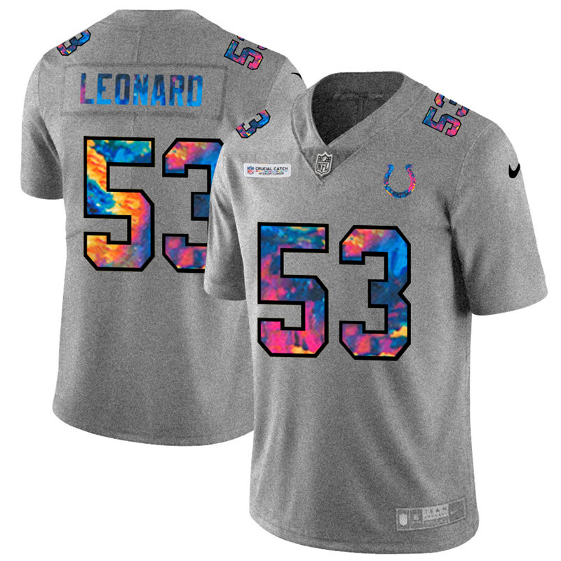 Indianapolis Colts 53 Darius Leonard Men Nike Multi Color 2020 NFL Crucial Catch NFL Jersey Greyheat