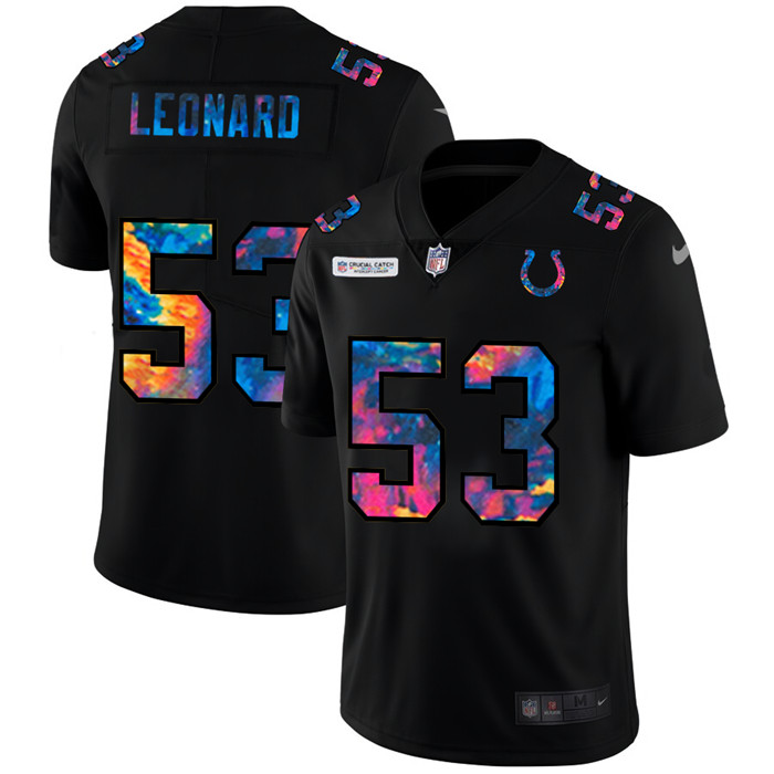 Indianapolis Colts 53 Darius Leonard Men Nike Multi Color Black 2020 NFL Crucial Catch Vapor Untouch