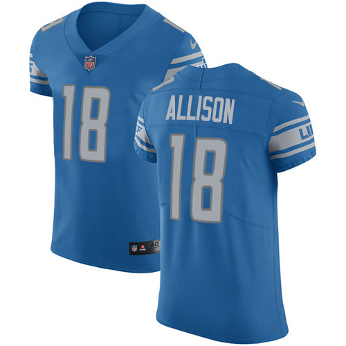 Nike Detroit Lions 18 Geronimo Allison Blue Team Color Men Stitched NFL Vapor Untouchable Elite Jers