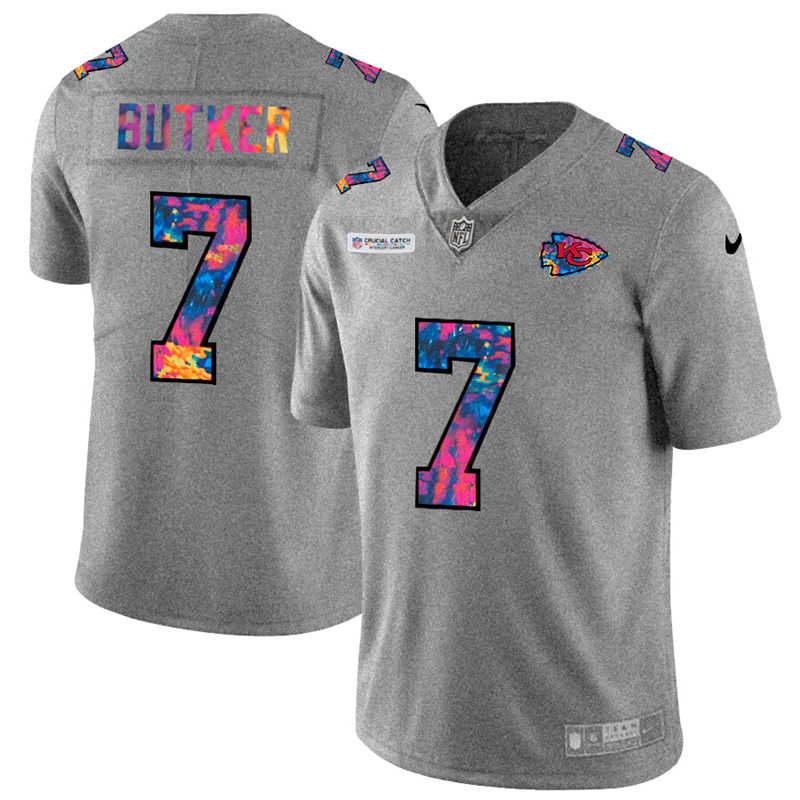 Kansas City Chiefs 7 Harrison Butker Men Nike Multi Color 2020 NFL Crucial Catch NFL Jersey Greyheat