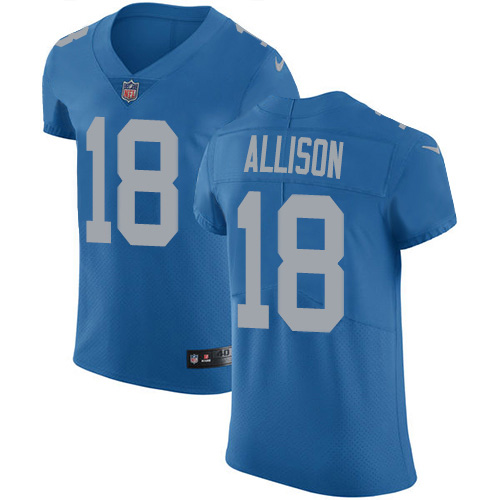 Nike Detroit Lions 18 Geronimo Allison Blue Throwback Men Stitched NFL Vapor Untouchable Elite Jerse