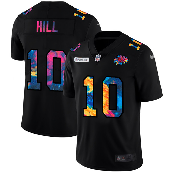 Kansas City Chiefs 10 Tyreek Hill Men Nike Multi Color Black 2020 NFL Crucial Catch Vapor Untouchabl