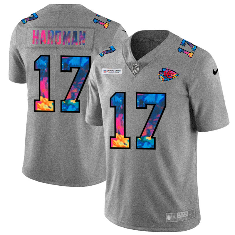 Kansas City Chiefs 17 Mecole Hardman Men Nike Multi Color 2020 NFL Crucial Catch NFL Jersey Greyheat