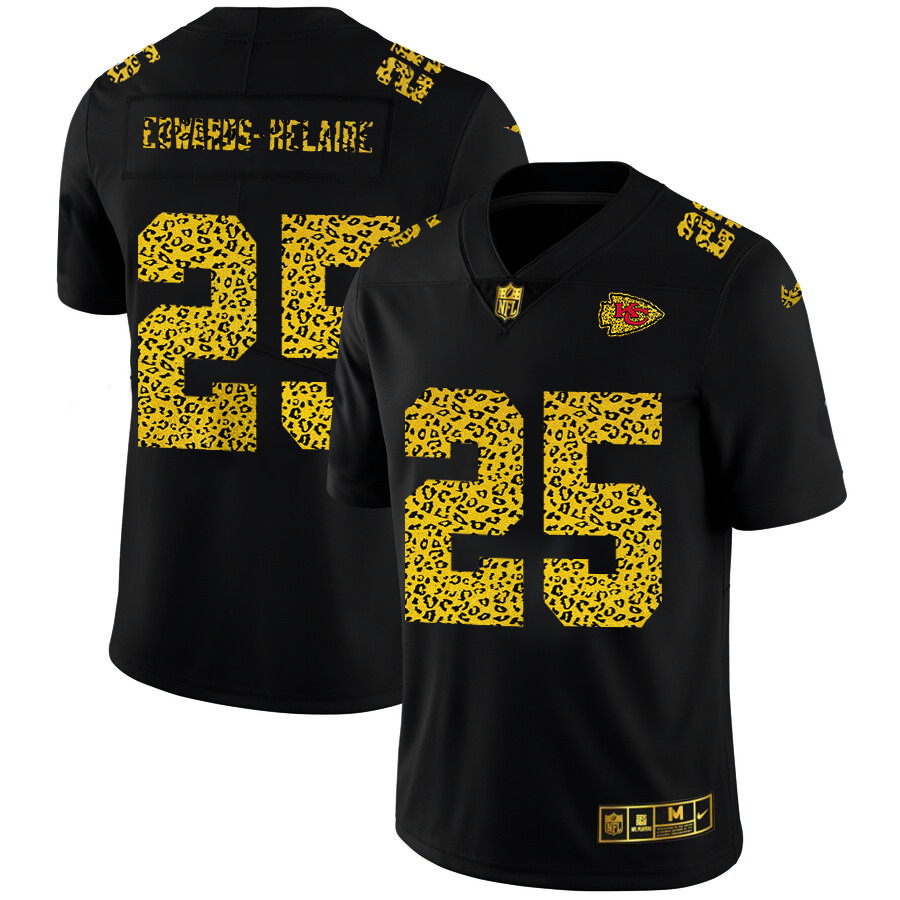 Kansas City Chiefs 25 Clyde Edwards Helaire Men Nike Leopard Print Fashion Vapor Limited NFL Jersey 