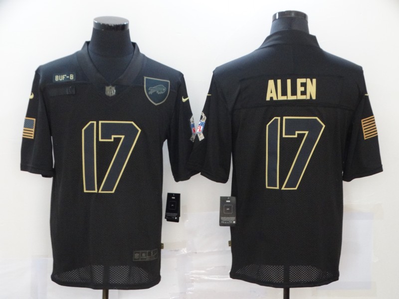 Nike Buffalo Bills 17 Josh Allen Black 2020 Salute To Service Limited Jersey