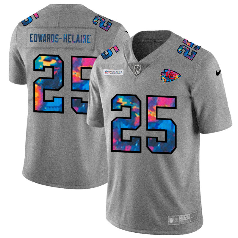 Kansas City Chiefs 25 Clyde Edwards Helaire Men Nike Multi Color 2020 NFL Crucial Catch NFL Jersey G