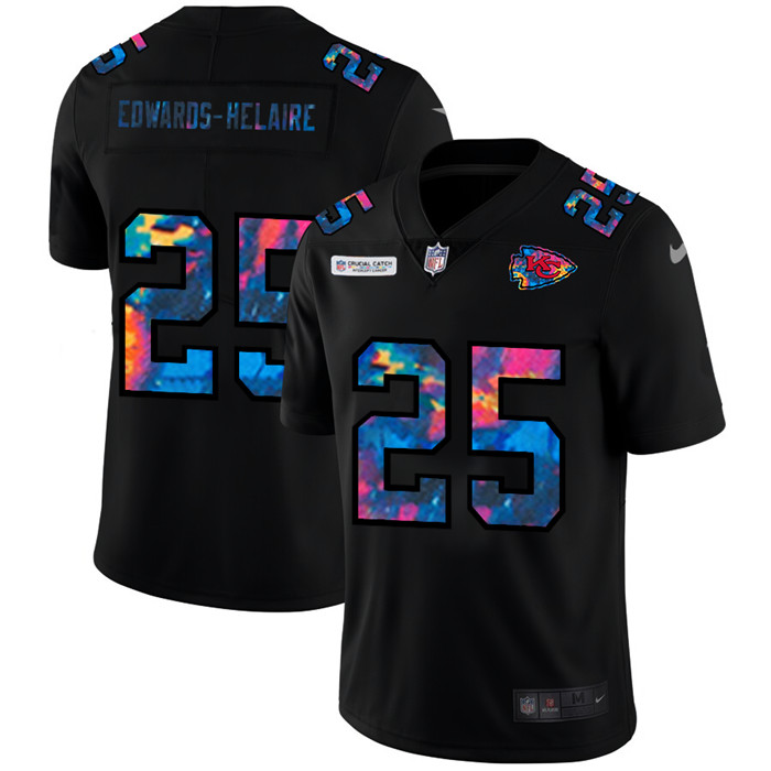 Kansas City Chiefs 25 Clyde Edwards Helaire Men Nike Multi Color Black 2020 NFL Crucial Catch Vapor 