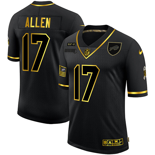 Nike Buffalo Bills 17 Josh Allen Black Gold 2020 Salute To Service Limited Jersey