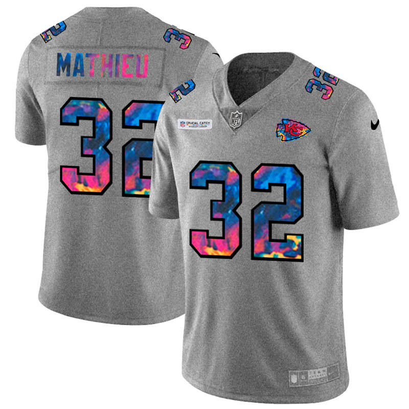 Kansas City Chiefs 32 Tyrann Mathieu Men Nike Multi Color 2020 NFL Crucial Catch NFL Jersey Greyheat