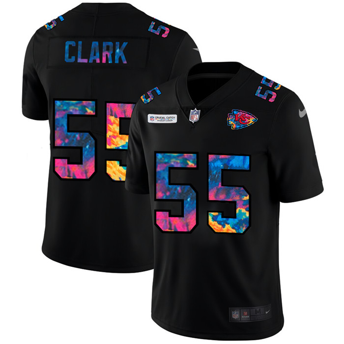 Kansas City Chiefs 55 Frank Clark Men Nike Multi Color Black 2020 NFL Crucial Catch Vapor Untouchabl