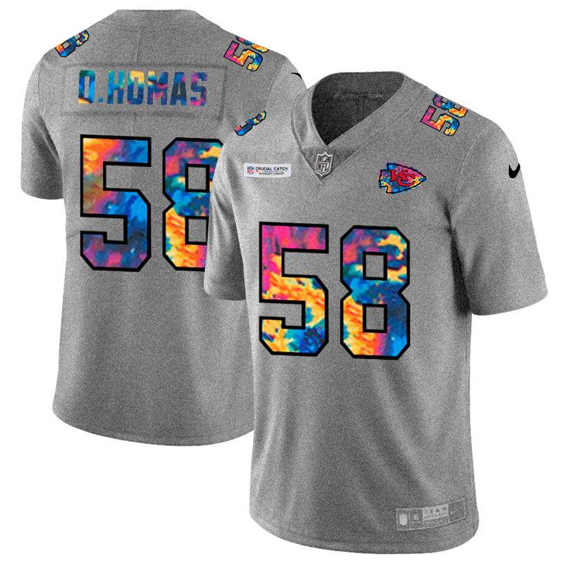 Kansas City Chiefs 58 Derrick Thomas Men Nike Multi Color 2020 NFL Crucial Catch NFL Jersey Greyheat