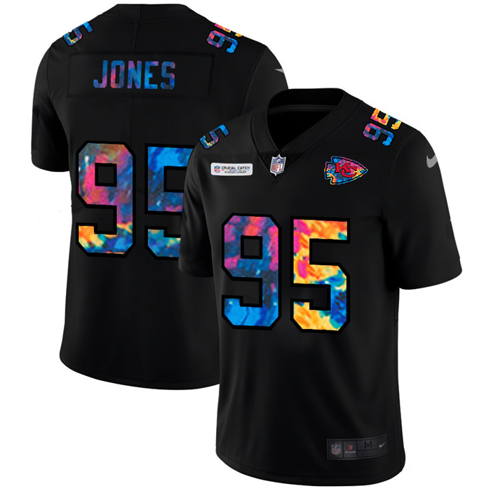 Kansas City Chiefs 95 Chris Jones Men Nike Multi Color Black 2020 NFL Crucial Catch Vapor Untouchabl