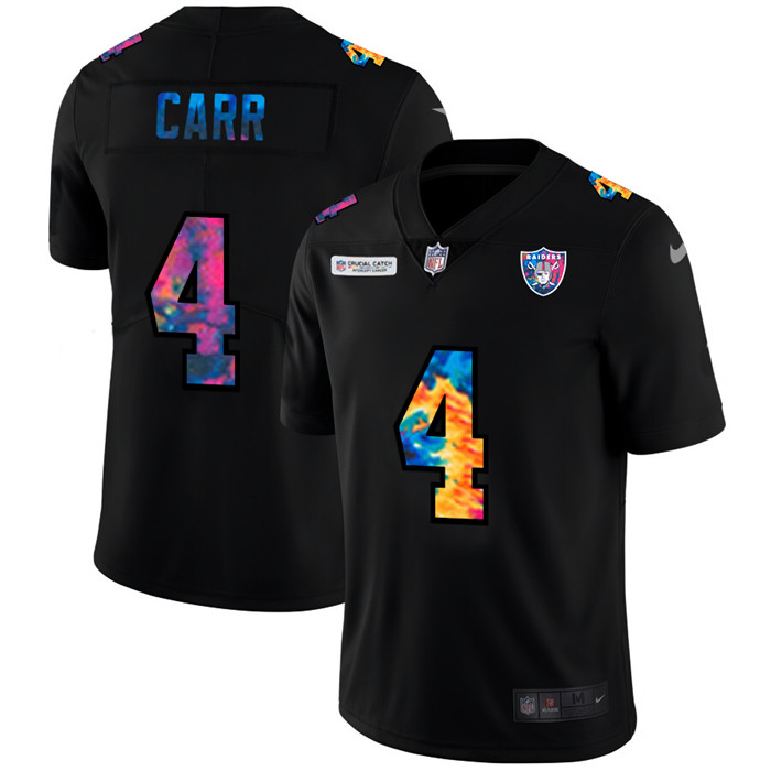 Las Vegas Raiders 4 Derek Carr Men Nike Multi Color Black 2020 NFL Crucial Catch Vapor Untouchable L