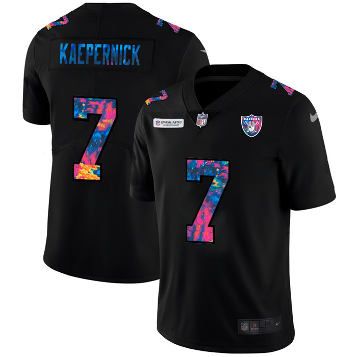 Las Vegas Raiders 7 Colin Kaepernick Men Nike Multi Color Black 2020 NFL Crucial Catch Vapor Untouch