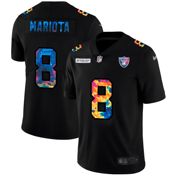 Las Vegas Raiders 8 Marcus Mariota Men Nike Multi Color Black 2020 NFL Crucial Catch Vapor Untouchab