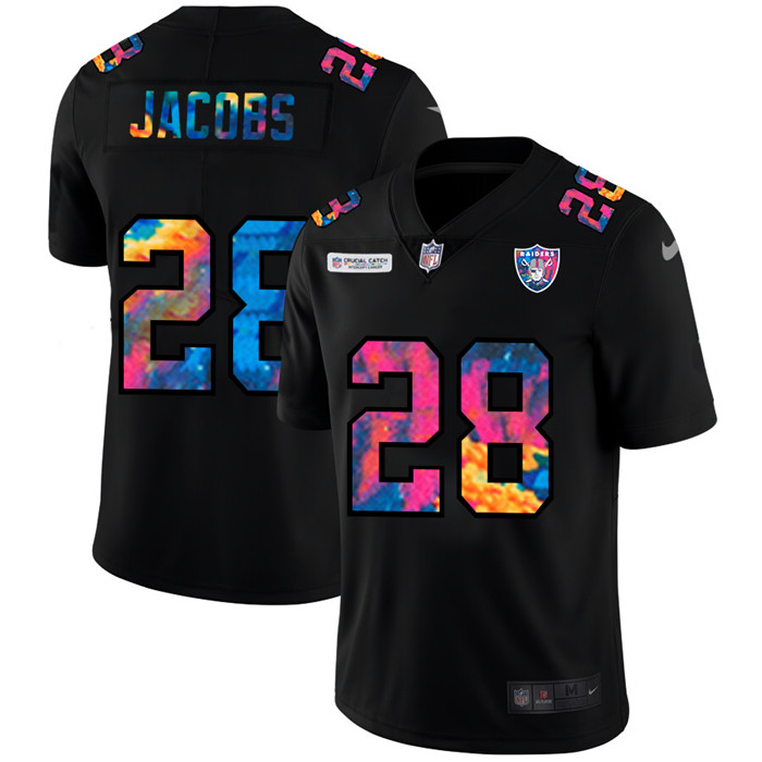 Las Vegas Raiders 28 Josh Jacobs Men Nike Multi Color Black 2020 NFL Crucial Catch Vapor Untouchable