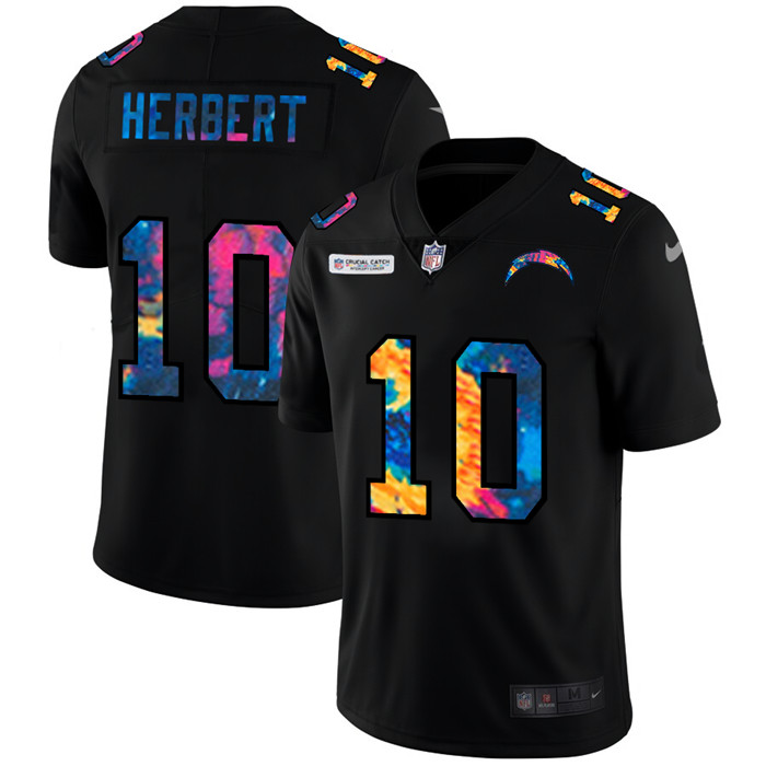 Los Angeles Chargers 10 Justin Herbert Men Nike Multi Color Black 2020 NFL Crucial Catch Vapor Untou