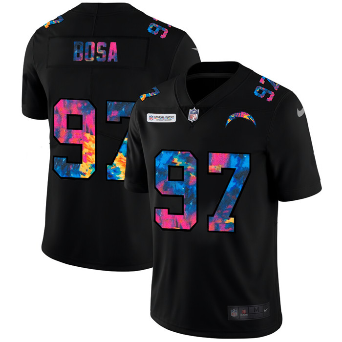 Los Angeles Chargers 97 Joey Bosa Men Nike Multi Color Black 2020 NFL Crucial Catch Vapor Untouchabl