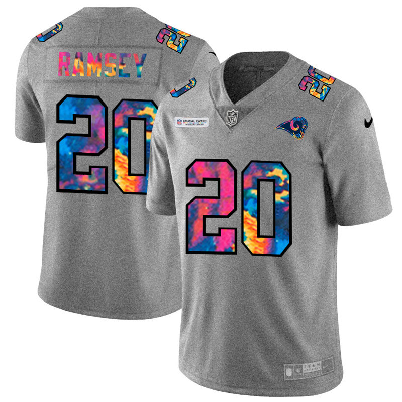 Los Angeles Rams 20 Jalen Los Angeles Ramsey Men Nike Multi Color 2020 NFL Crucial Catch NFL Jersey 