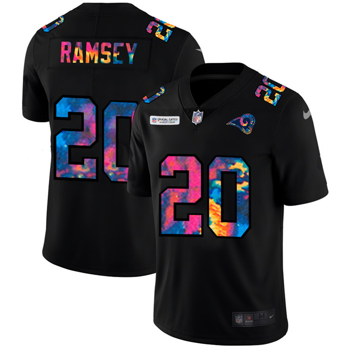 Los Angeles Rams 20 Jalen Los Angeles Ramsey Men Nike Multi Color Black 2020 NFL Crucial Catch Vapor