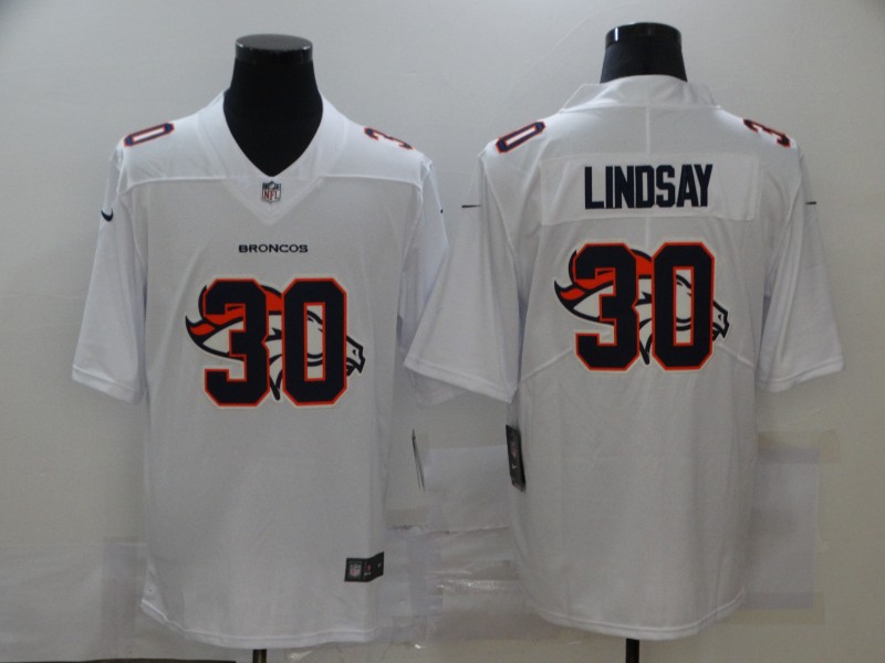 Nike Denver Broncos 30 Phillip Lindsay White Shadow Logo Limited Jersey