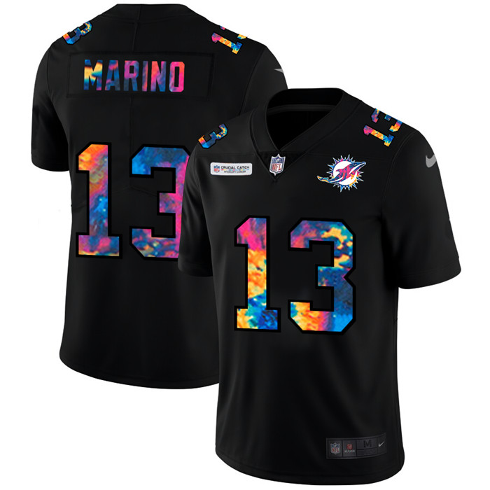 Miami Dolphins 13 Dan Marino Men Nike Multi Color Black 2020 NFL Crucial Catch Vapor Untouchable Lim