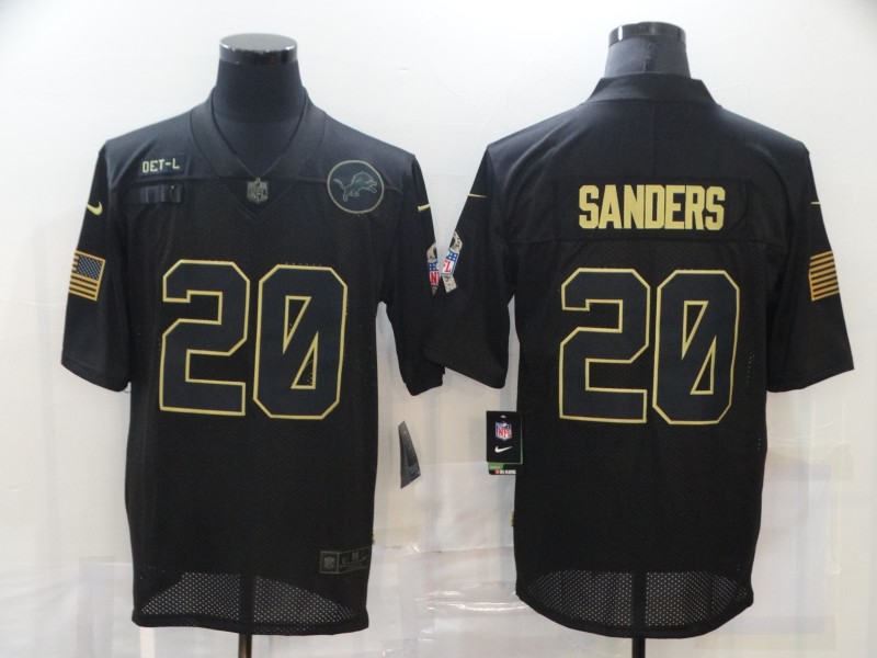 Nike Detroit Lions 20 Barry Sanders Black 2020 Salute To Service Limited Jersey